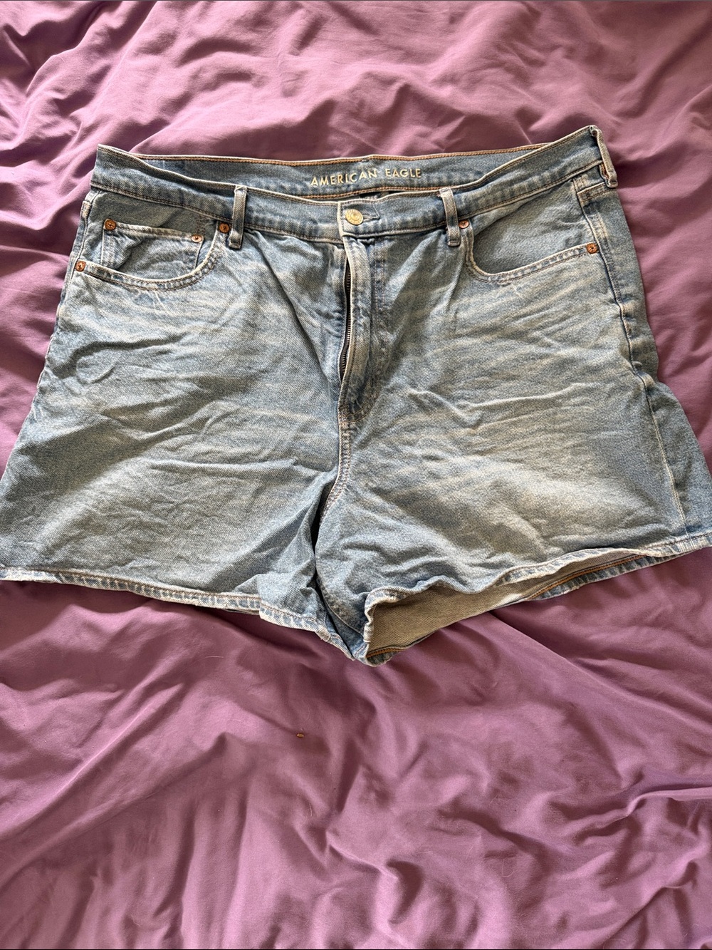 American Eagle Outfitters Light Wash High-Rise Denim Shorts
